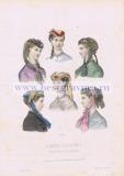 1868 г. Лист 16. Женские головные уборы.