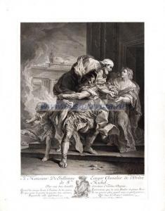 Эней спасает отца из горящей Трои.