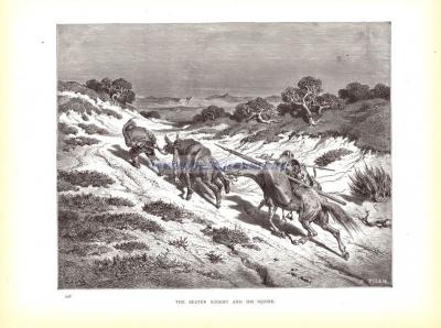 Поверженный рыцарь и его оруженосец.